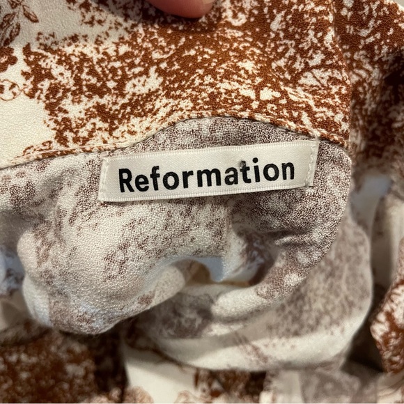 EUC Reformation Brown and Cream Button Down Shirt - Picture 5 of 8